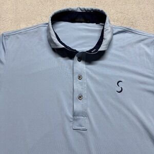 Greyson Men's L Light Blue Striped Golf Performance Polo Short Sleeve